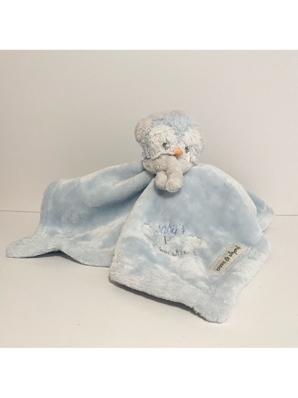 Blankets & Beyond Penguin Lovey Blue White Security Blanket Baby First Christmas